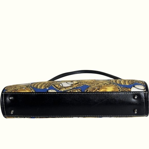 GUC Shoulder Bag Baseball Glove Print Blue Yellow Sporty - Picture 4 of 10